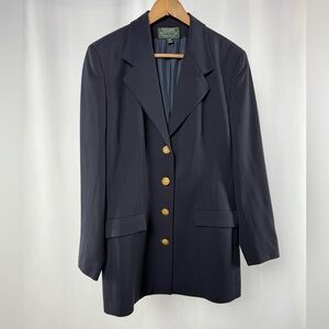 Vintage Ralph Lauren Country Gold Button Blazer in Navy Blue Size 12